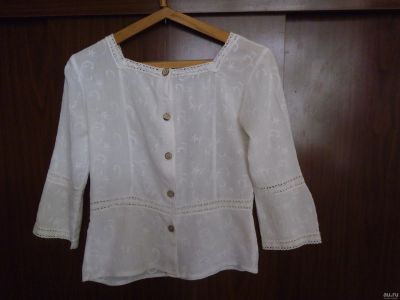 Лот: 15638334. Фото: 1. Блузка льняная этнический фасон... Блузы, рубашки