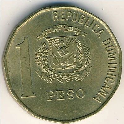 Лот: 10914549. Фото: 1. Доминиканская республика, 1 песо. Америка