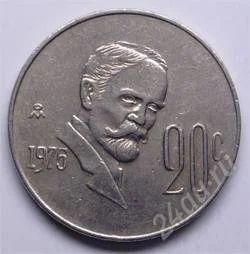 Лот: 92332. Фото: 1. Мексика. 20 сентаво 1975г. (3). Америка