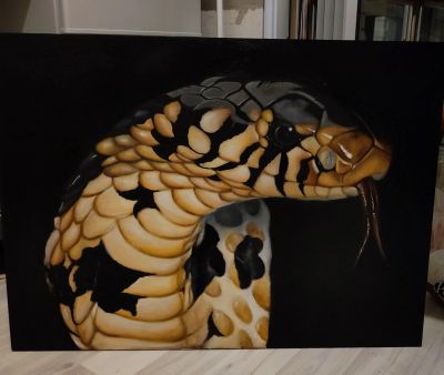 Лот: 24786841. Фото: 1. Картина масло "Змея" "Snake" масло... Картины, рисунки