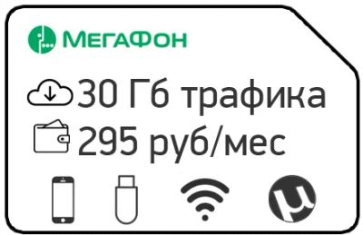 Лот: 11747989. Фото: 1. Мегафон 30 ГБ Интернета ЗА 295... Красноярск