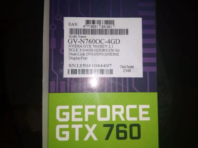 Лот: 12080249. Фото: 1. Geforce GTX 760 (GV-N760OC-4GD... Видеокарты