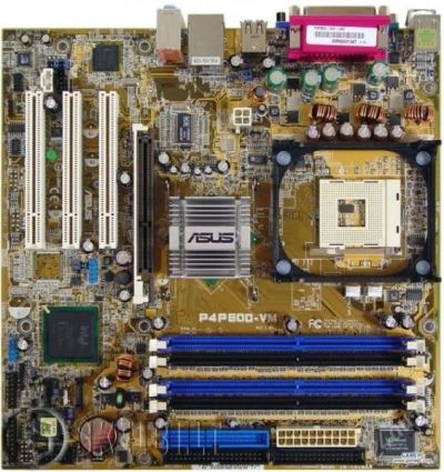 Лот: 827300. Фото: 1. ASUS P4P800-VM (не рабочая). Материнские платы