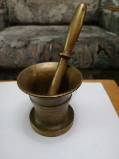 Лот: 16314907. Фото: 1. ступка с пестиком латунь. Контейнеры, банки