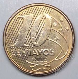 Лот: 1587947. Фото: 1. Бразилия. 10 сентаво 2006г. (1-2... Америка