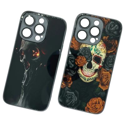 Лот: 25255913. Фото: 1. Чехол iPhone 14 Pro Glass Skull. Чехлы, бамперы