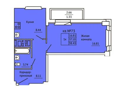 Лот: 9407123. Фото: 1. ул.Прибойная, 1-комн ЖК Панорама. Квартиры, студии
