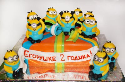 Лот: 4917357. Фото: 1. Торт с миньонами. Торты, пирожные