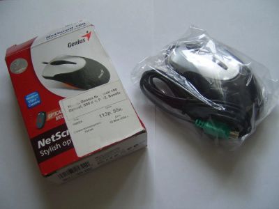 Лот: 9774761. Фото: 1. мышь Genius NetScroll 100 Silver-Black... Клавиатуры и мыши
