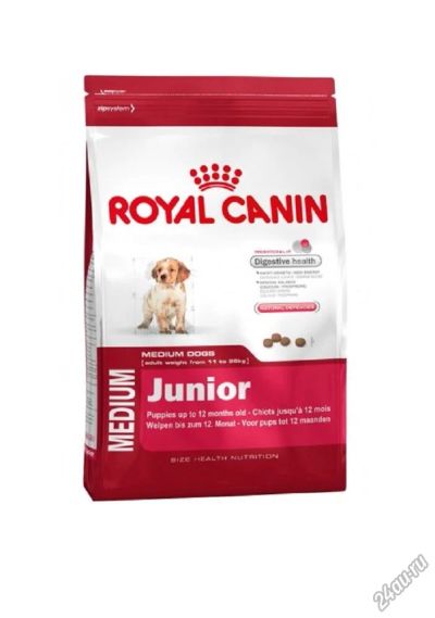 Лот: 6509084. Фото: 1. Royal Canin Medium Junior, 4 кг. Корма