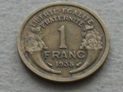 Лот: 19901353. Фото: 1. Монета 1 франк один Франция 1938... Европа