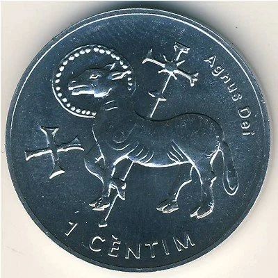 Лот: 8766062. Фото: 1. Андорра 1 сентим 2002 года. Агнец... Европа