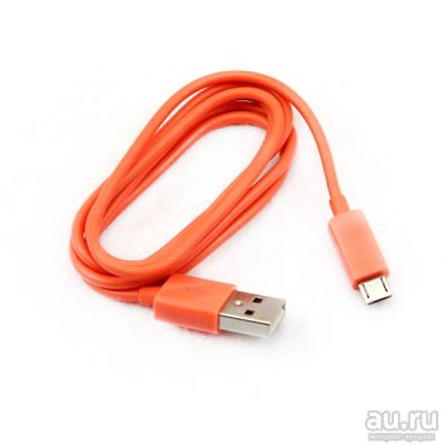 Лот: 8875723. Фото: 1. Дата-кабель USB-microUSB, оранжевый. Дата-кабели, переходники