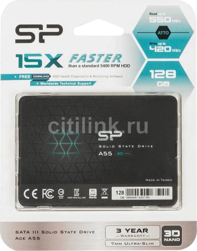 Лот: 17613709. Фото: 1. SSD 128 Gb Sata 6Gb/s Silicon... SSD-накопители