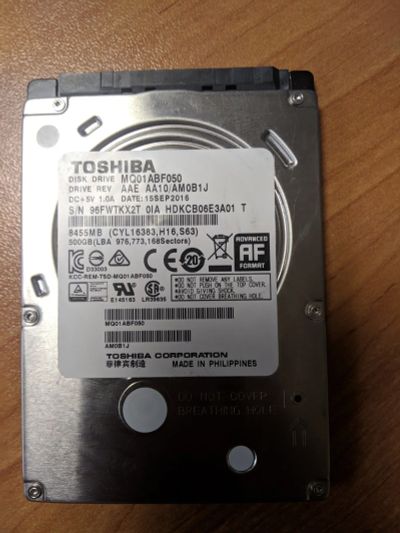 Лот: 14105332. Фото: 1. Жесткий диск HDD 2.5 Toshiba 500Gb... Жёсткие диски (HDD)
