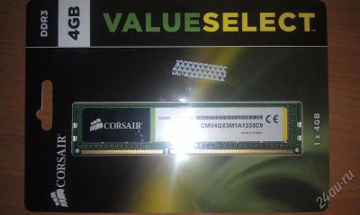 Лот: 2424583. Фото: 1. DDR III CORSAIR 1x4GB Новая в... Оперативная память
