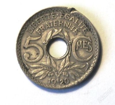 Лот: 2872543. Фото: 1. Франция. 5 сантимов 1920 г.(438... Европа