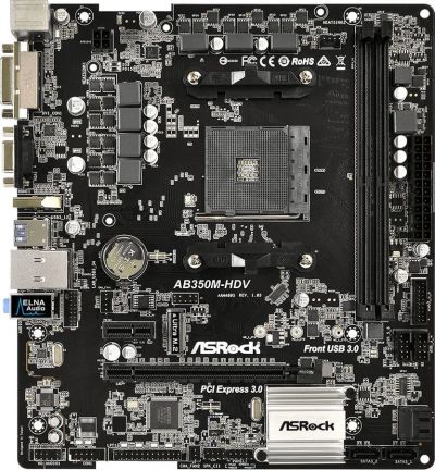 Лот: 10893085. Фото: 1. Материнская плата MB ASRock AB350M-HDV... Материнские платы