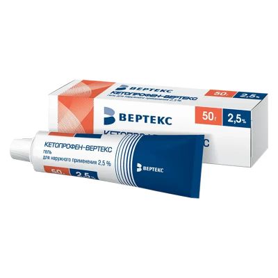 Лот: 24839166. Фото: 1. Кетопрофен-Вертекс гель 2,5% 50г. Лекарства