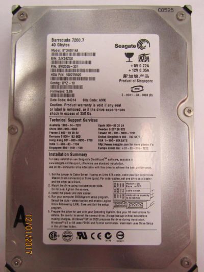 Лот: 8865686. Фото: 1. Продам жёсткий диск HDD 3,5" 40Gb. Жёсткие диски (HDD)