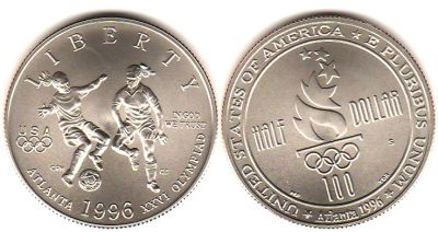 Лот: 9779756. Фото: 1. 1996 г. США. 50 центов. Олимпиада... Америка