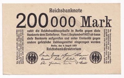 Лот: 25806695. Фото: 1. Банкнота Германии 200 000 марок... Германия и Австрия