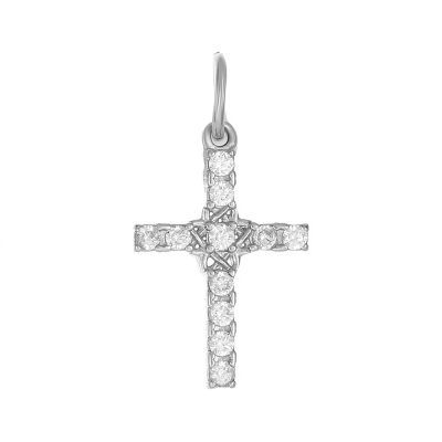 Лот: 23848603. Фото: 1. Подвеска-крестик из серебра с... Кулоны, подвески