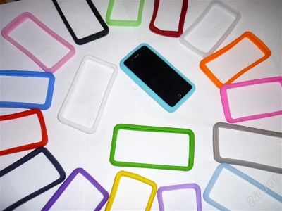 Лот: 2514192. Фото: 1. бампер голубой силиконовый iphone... Чехлы, бамперы
