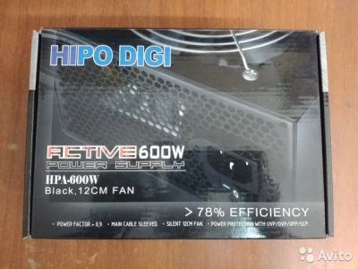 Лот: 14843075. Фото: 1. Блок питания Hipo Digi 600w новый. Корпуса, блоки питания