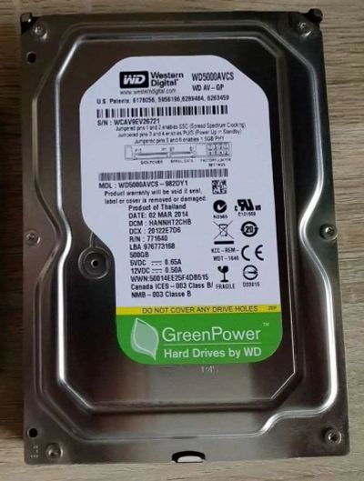 Лот: 18395567. Фото: 1. Жесткий диск Western Digital WD5000AVCS. Жёсткие диски (HDD)