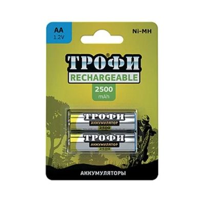 Лот: 12123396. Фото: 1. Аккумулятор ТРОФИ R06 (2500 mAh... Батарейки, аккумуляторы, элементы питания
