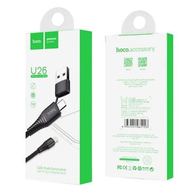 Лот: 22151464. Фото: 1. Кабель HOCO U26 TYPE-C/USB->Lighting... Дата-кабели, переходники