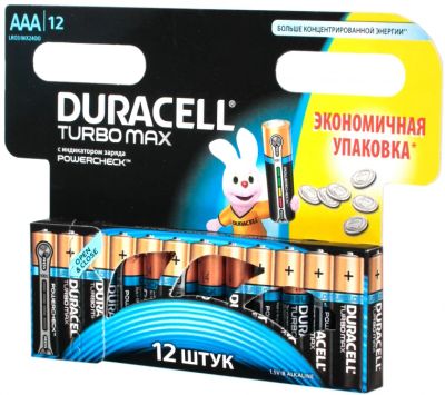 Лот: 7598950. Фото: 1. Батарейка Duracell LR03-12BL turbo... Батарейки, аккумуляторы, элементы питания