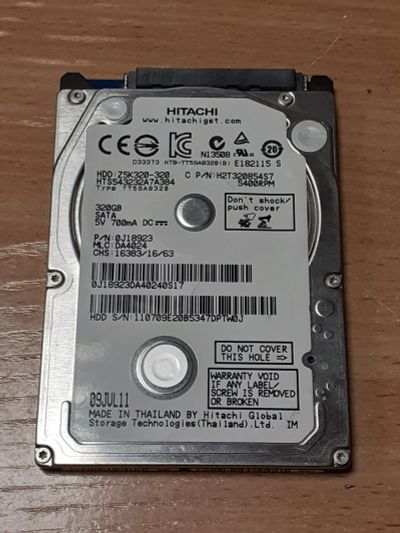 Лот: 21059238. Фото: 1. Жесткий диск ноутбука 320gb Hitachi... Жёсткие диски (HDD)