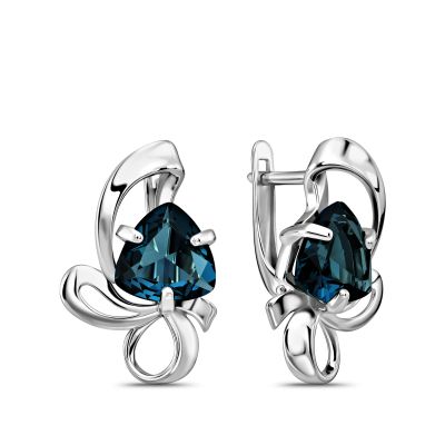 Лот: 23840882. Фото: 1. Серебряные серьги с ювелирными... Серьги, каффы