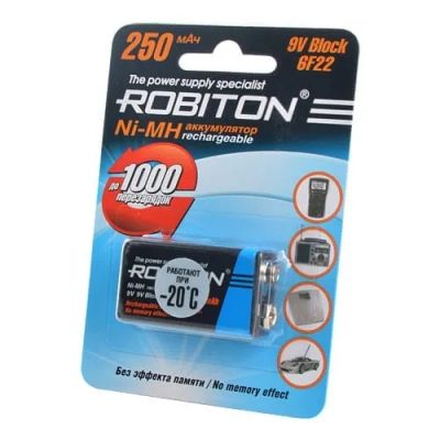 Лот: 21514838. Фото: 1. АКБ F8 (Крона) Robiton 250mAh... Батарейки, аккумуляторы, элементы питания