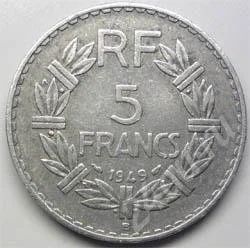 Лот: 202945. Фото: 1. Франция. 5 франк 1949г. Большая... Европа