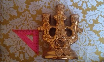 Лот: 4986439. Фото: 1. подсвечник под 3 свечи золотой. Подсвечники, канделябры