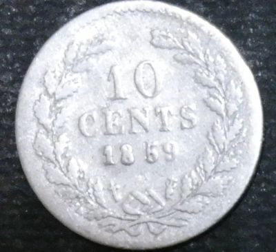 Лот: 12620815. Фото: 1. Нидерланды. 1859 год. Серебро. Остальные страны