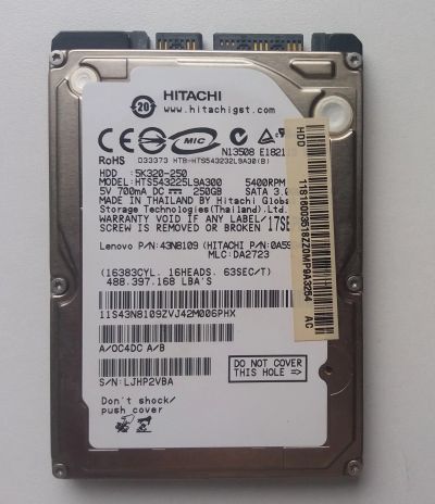Лот: 11805084. Фото: 1. Жесткий диск Hitachi 250 Гб. Жёсткие диски (HDD)
