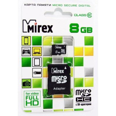 Лот: 10059673. Фото: 1. Карта памяти MicroSD 8Gb Mirex... Карты памяти