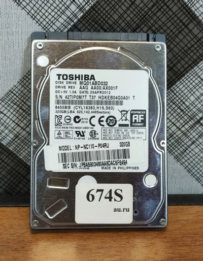 Лот: 19619160. Фото: 1. Жесткий диск SATA-II 2,5 Toshiba... Жёсткие диски
