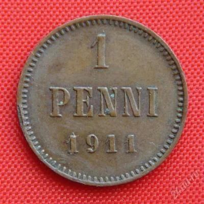 Лот: 1529946. Фото: 1. (№17) 1 пенни 1911 (Великое княжество... Россия до 1917 года