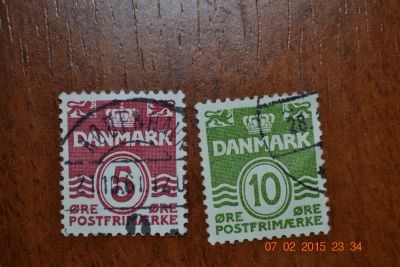 Лот: 5069210. Фото: 1. Марки Дании 1962г. и 1980г. Числа. Марки
