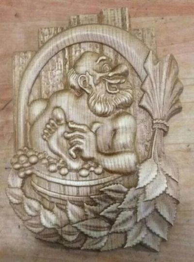 Лот: 11345574. Фото: 1. Картина из дерева"Баня парит... Произведения