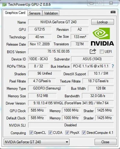 Лот: 7700708. Фото: 1. Игровая Видеокарта ASUS GT240... Видеокарты