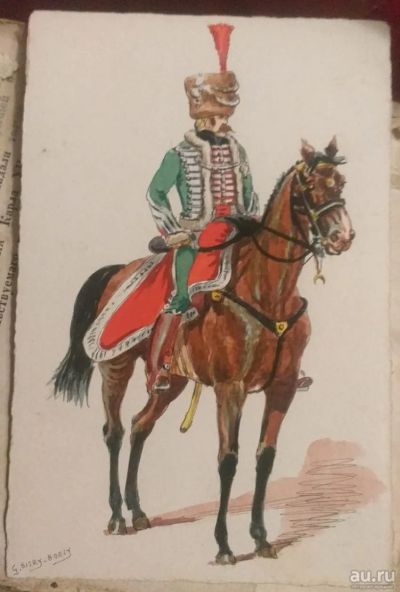 Лот: 18275711. Фото: 1. акварель Гусар офицер, авторская... Предметы интерьера и быта