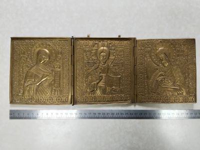 Лот: 25406497. Фото: 1. Складень 3-х створчатый.. Бронза... Предметы интерьера и быта