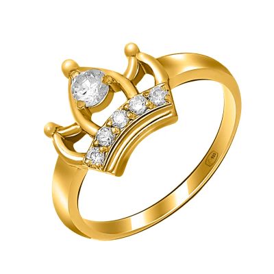 Лот: 23788380. Фото: 1. Серебряное кольцо Корона с фианитами. Кольца, перстни