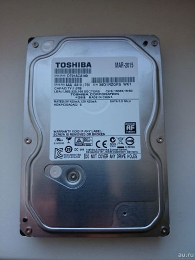 Лот: 13454932. Фото: 1. Продам жесткий диск Toshiba [DT01ACA100... Жёсткие диски (HDD)